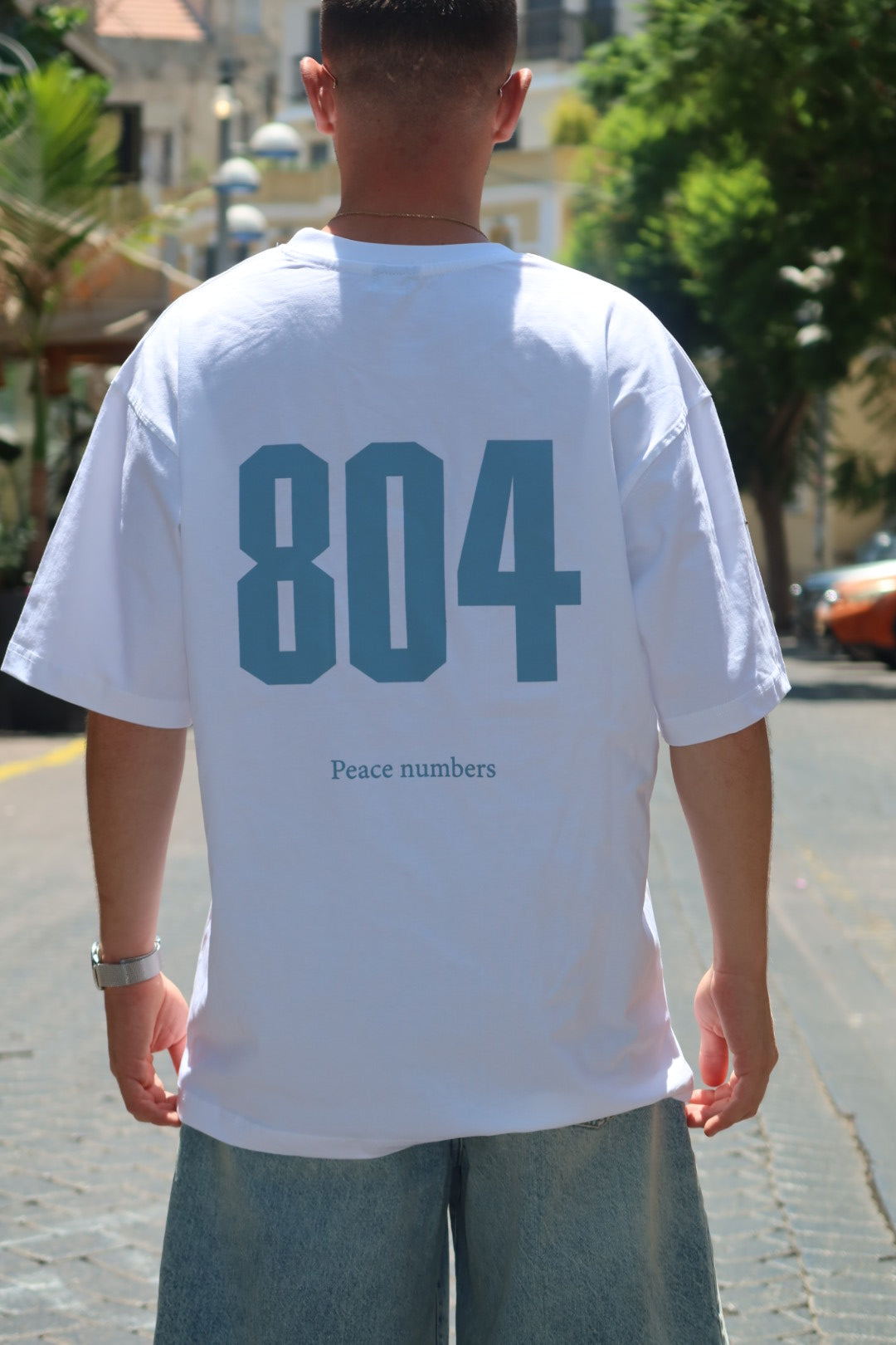 טי P804 תכלת רקום