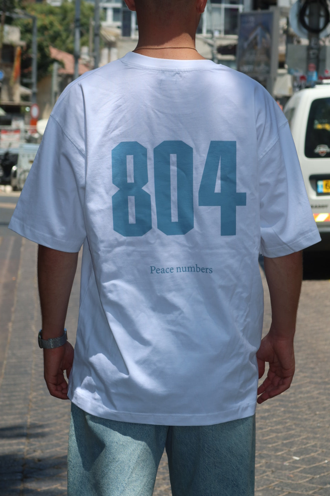 טי P804 תכלת רקום