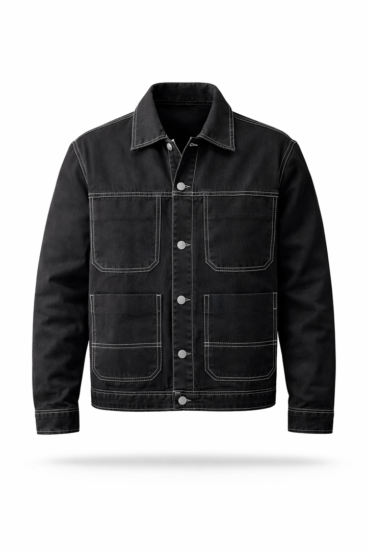 Contrast Stitch Black Jacket