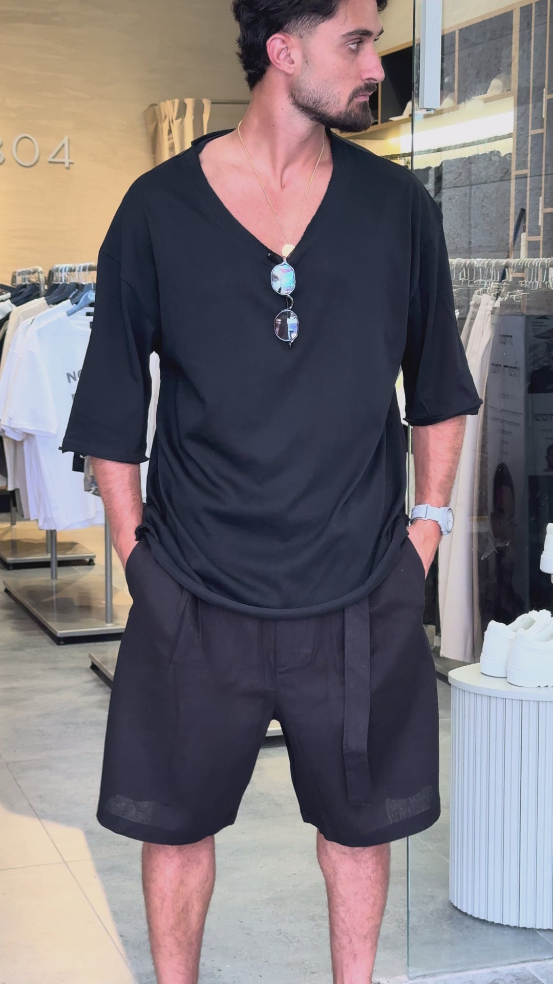 MONACO LINEN SHORT Black