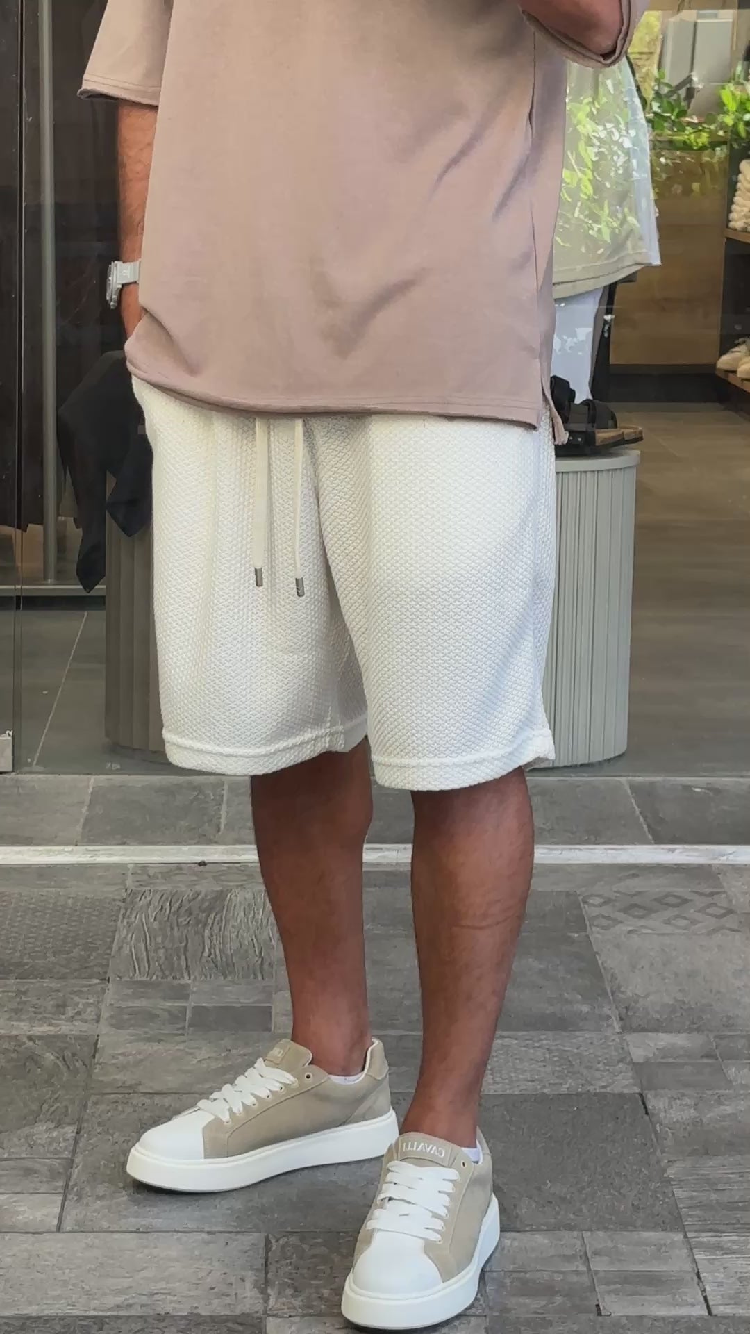 Deep V Linen Tee Brown