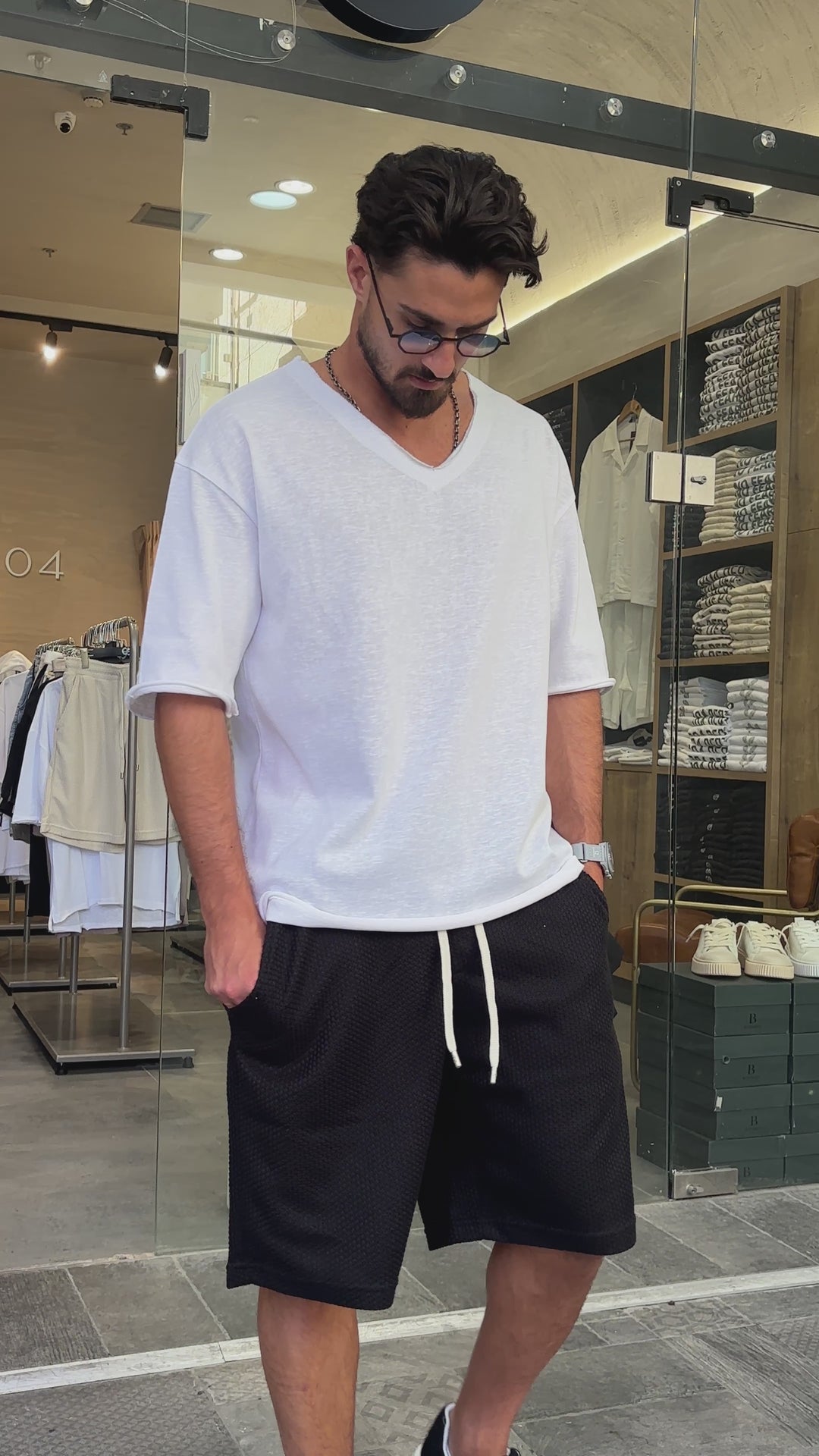 Waffle Knit Shorts Black
